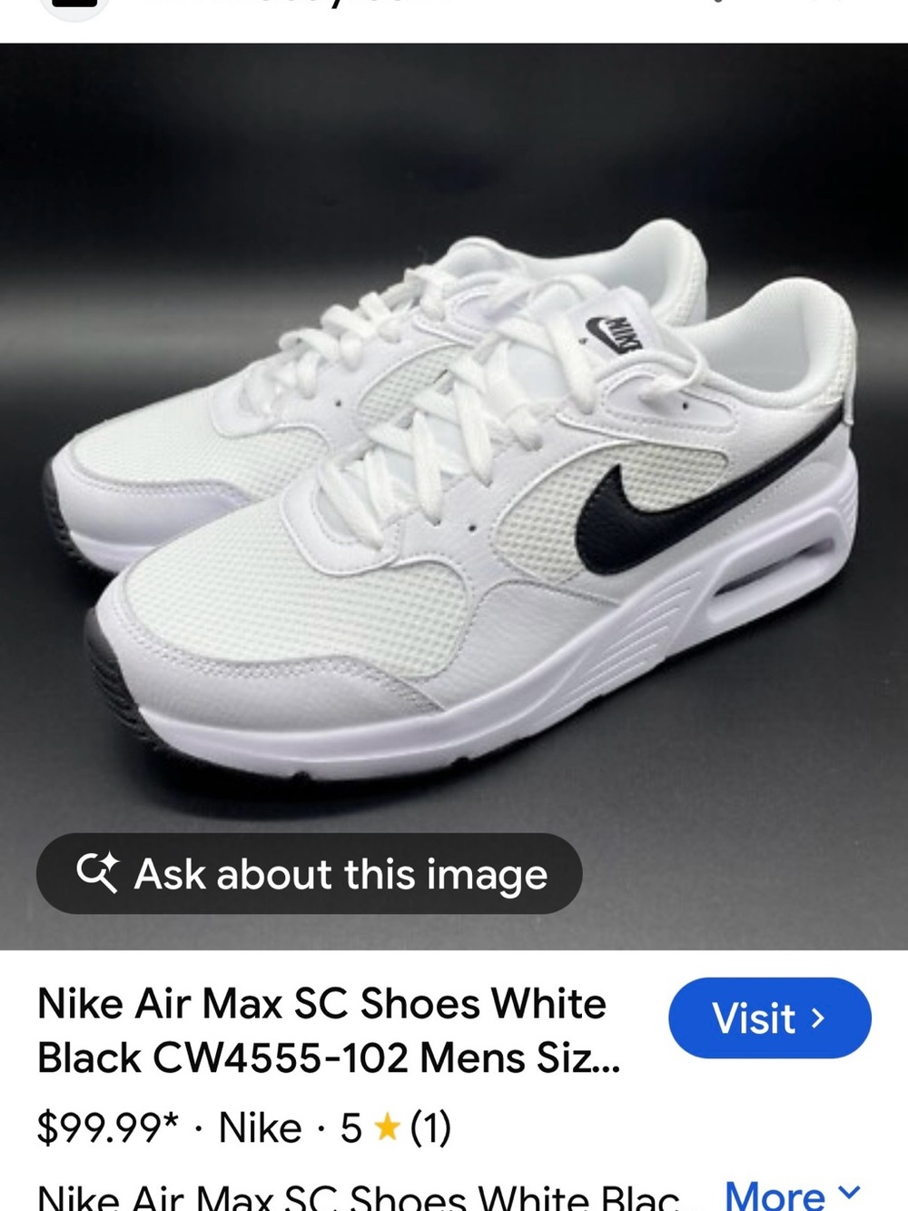 Nike White Sneakers with Black Swoosh - Men's Air Max Style